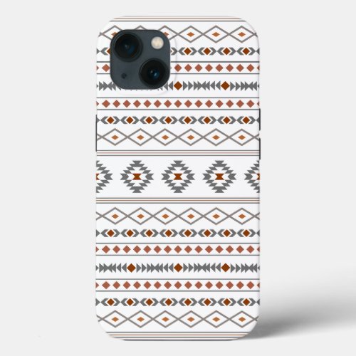 Aztec Reds Grays White Mixed Motifs Pattern iPhone 13 Case
