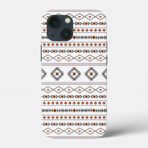 Aztec Reds Grays White Mixed Motifs Pattern iPhone 13 Mini Case