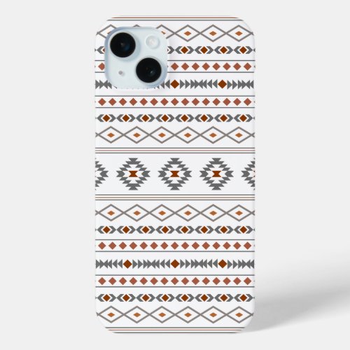 Aztec Reds Grays White Mixed Motifs Pattern iPhone 15 Plus Case