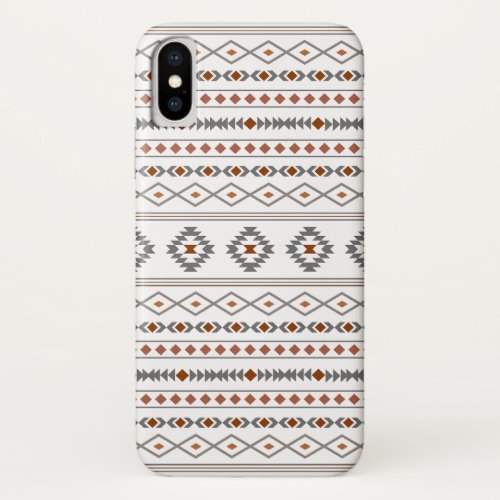 Aztec Reds Grays White Mixed Motifs Pattern iPhone XS Case