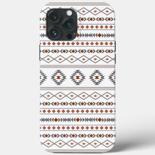 Aztec Reds Grays White Mixed Motifs Pattern iPhone 13 Pro Max Case