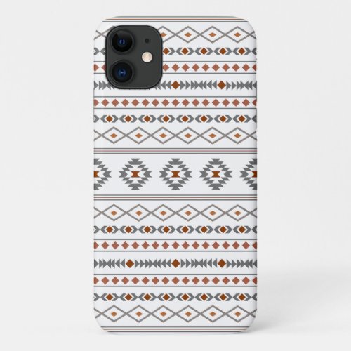 Aztec Reds Grays White Mixed Motifs Pattern iPhone 11 Case