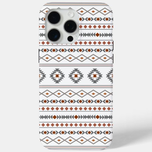 Aztec Reds Grays White Mixed Motifs Pattern iPhone 15 Pro Max Case