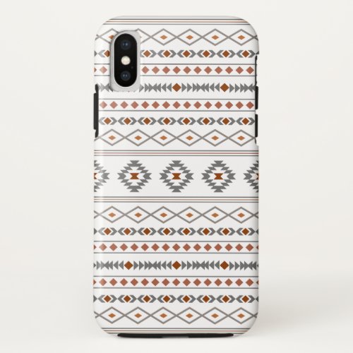 Aztec Reds Grays White Mixed Motifs Pattern iPhone XS Case
