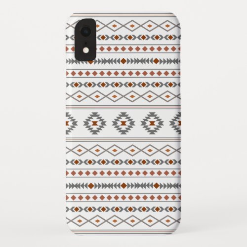 Aztec Reds Grays White Mixed Motifs Pattern iPhone XR Case