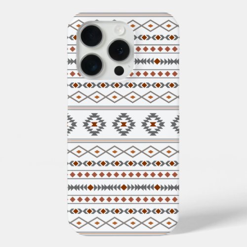 Aztec Reds Grays White Mixed Motifs Pattern iPhone 15 Pro Case