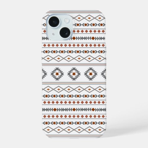 Aztec Reds Grays White Mixed Motifs Pattern iPhone 15 Case