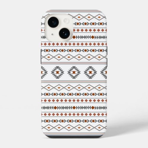 Aztec Reds Grays White Mixed Motifs Pattern iPhone 14 Case