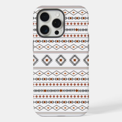 Aztec Reds Grays White Mixed Motifs Pattern iPhone 15 Pro Max Case