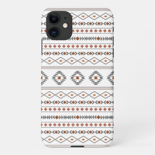 Aztec Reds Grays White Mixed Motifs Pattern iPhone 11 Case