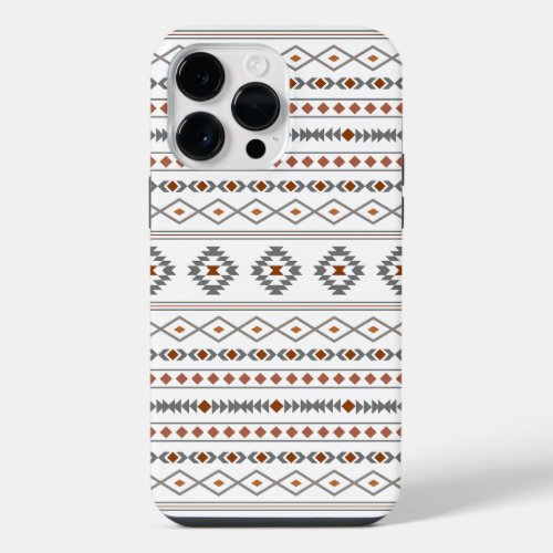 Aztec Reds Grays White Mixed Motifs Pattern iPhone 14 Pro Max Case