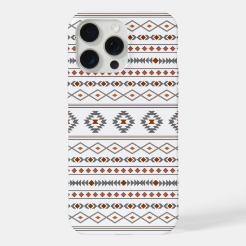 Aztec Reds Grays White Mixed Motifs Pattern iPhone 15 Pro Max Case