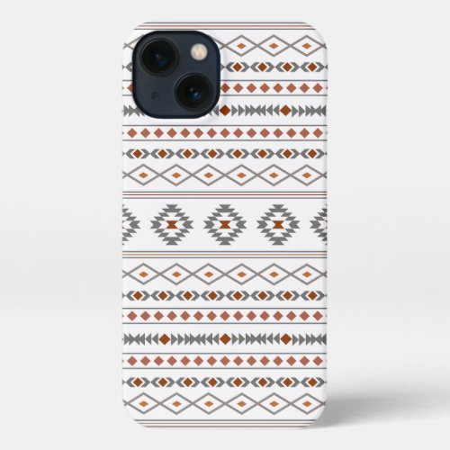 Aztec Reds Grays White Mixed Motifs Pattern iPhone 13 Case