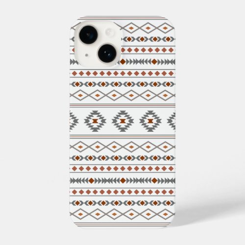 Aztec Reds Grays White Mixed Motifs Pattern iPhone 14 Case