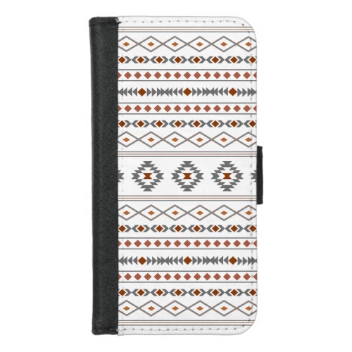 Aztec Reds Grays White Mixed Motifs Pattern iPhone 87 Wallet Case