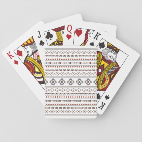 Aztec Reds Grays White Mixed Motifs Pattern Poker Cards