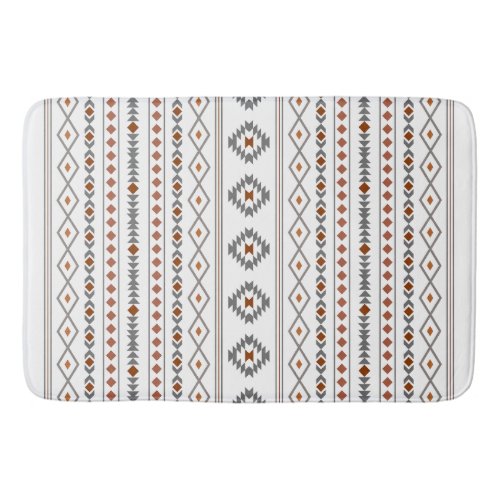 Aztec Reds Grays White Mixed Motifs V Pattern Bath Mat