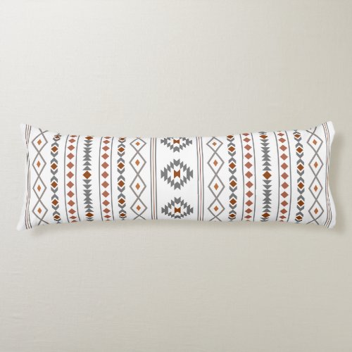 Aztec Reds Grays White Mixed Motifs V Pattern Body Pillow
