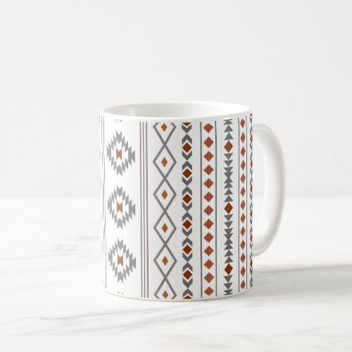 Aztec Reds Grays White Mixed Motifs V Pattern Coffee Mug