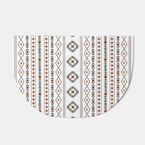 Aztec Reds Grays White Mixed Motifs V Pattern Doormat