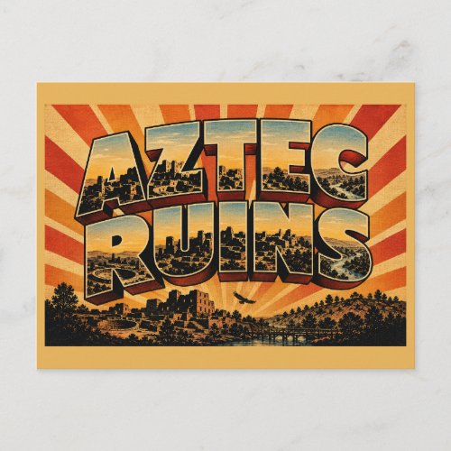 Aztec Ruins New Mexico Great Kiva River Art Postcard