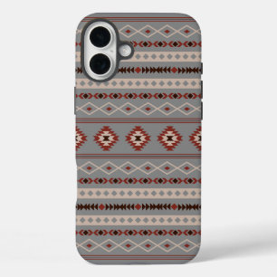 Aztec Rust Cream Brown Gray Mixed Motifs Pattern iPhone 16 Plus Case