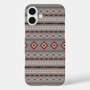 Aztec Rust Cream Brown Gray Mixed Motifs Pattern iPhone 16 Plus Case