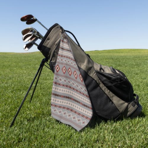 Aztec Rust Cream Brown Gray Mixed Motifs Pattern Golf Towel