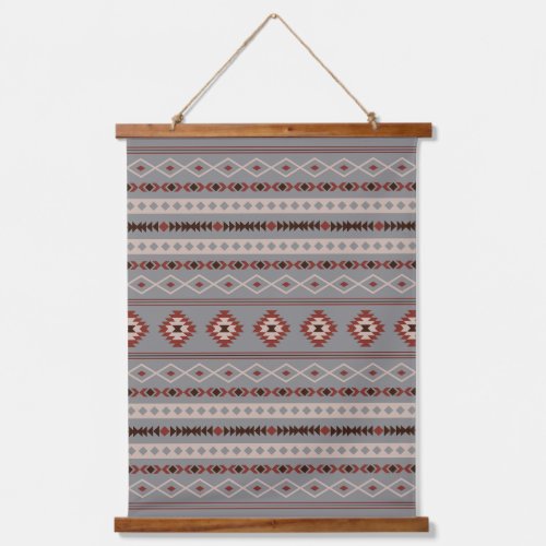 Aztec Rust Cream Brown Gray Mixed Motifs Pattern Hanging Tapestry