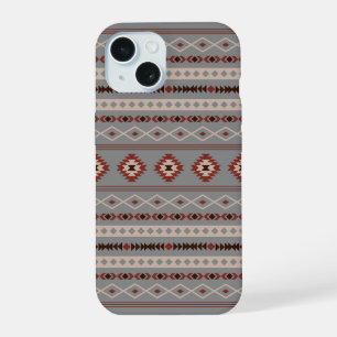 Aztec Rust Cream Brown Gray Mixed Motifs Pattern iPhone 15 Case