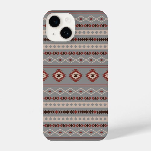 Aztec Rust Cream Brown Gray Mixed Motifs Pattern iPhone 14 Case
