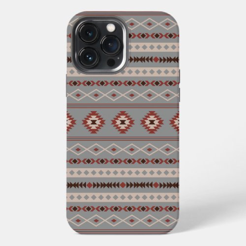 Aztec Rust Cream Brown Gray Mixed Motifs Pattern iPhone 13 Pro Max Case