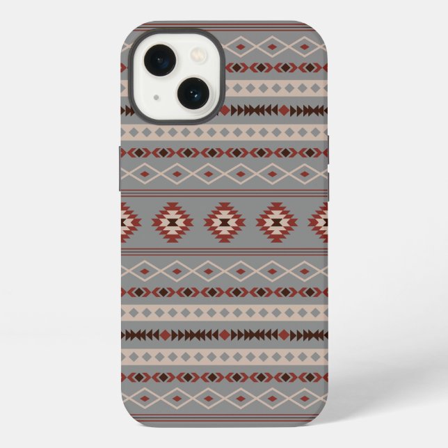 Aztec Rust Cream Brown Gray Mixed Motifs Pattern iPhone Case (Back)