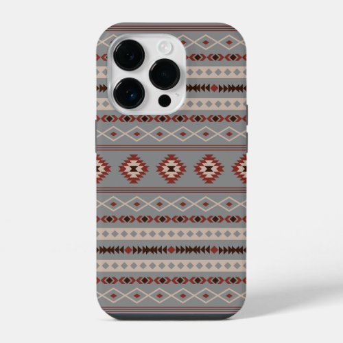 Aztec Rust Cream Brown Gray Mixed Motifs Pattern iPhone 14 Pro Case