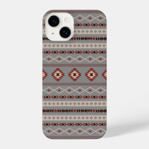 Aztec Rust Cream Brown Gray Mixed Motifs Pattern iPhone 14 Case