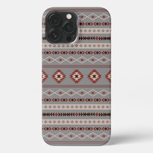 Aztec Rust Cream Brown Gray Mixed Motifs Pattern iPhone 13 Pro Max Case