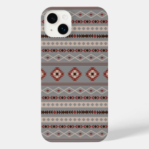 Aztec Rust Cream Brown Gray Mixed Motifs Pattern iPhone 14 Plus Case