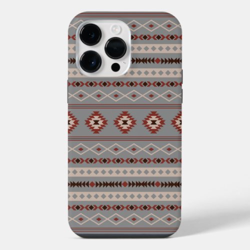 Aztec Rust Cream Brown Gray Mixed Motifs Pattern iPhone 14 Pro Max Case