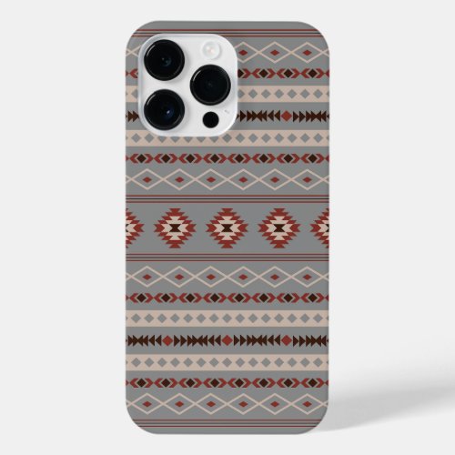 Aztec Rust Cream Brown Gray Mixed Motifs Pattern iPhone 14 Pro Max Case