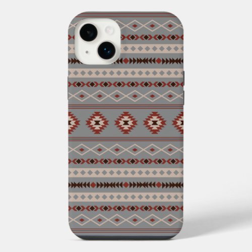 Aztec Rust Cream Brown Gray Mixed Motifs Pattern iPhone 14 Plus Case