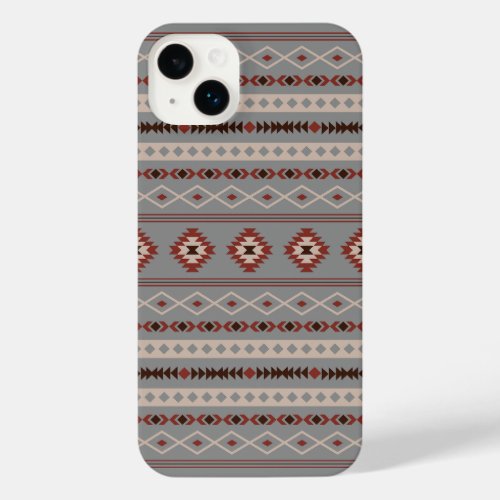 Aztec Rust Cream Brown Gray Mixed Motifs Pattern iPhone 14 Plus Case