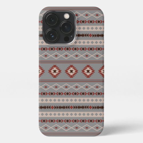 Aztec Rust Cream Brown Gray Mixed Motifs Pattern iPhone 13 Pro Case