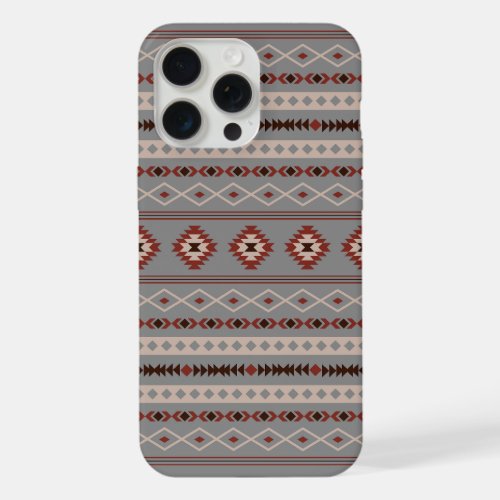Aztec Rust Cream Brown Gray Mixed Motifs Pattern iPhone 15 Pro Max Case