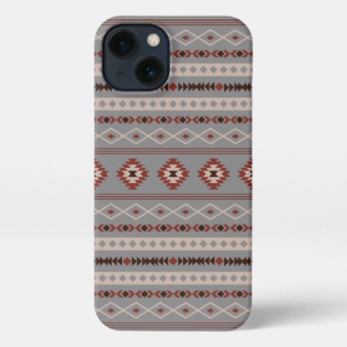 Aztec Rust Cream Brown Gray Mixed Motifs Pattern iPhone 13 Case