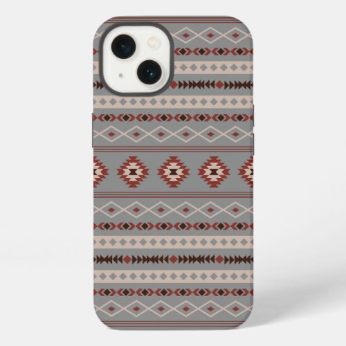 Aztec Rust Cream Brown Gray Mixed Motifs Pattern iPhone 13 Case