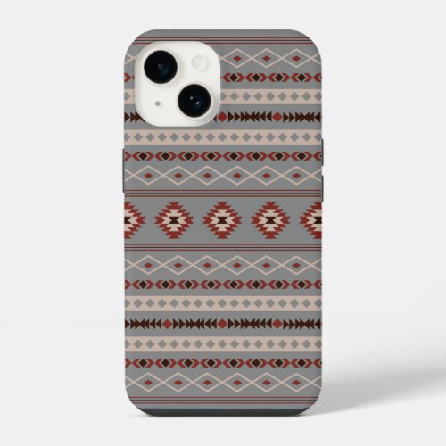 Aztec Rust Cream Brown Gray Mixed Motifs Pattern iPhone 14 Case