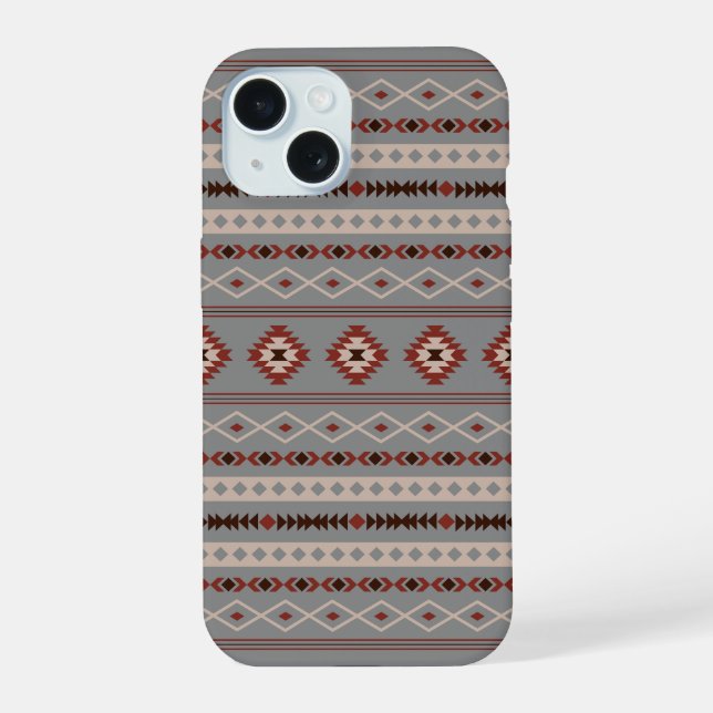 Aztec Rust Cream Brown Gray Mixed Motifs Pattern Iphone Case (Back)