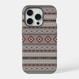 Aztec Rust Cream Brown Gray Mixed Motifs Pattern iPhone 15 Pro Case