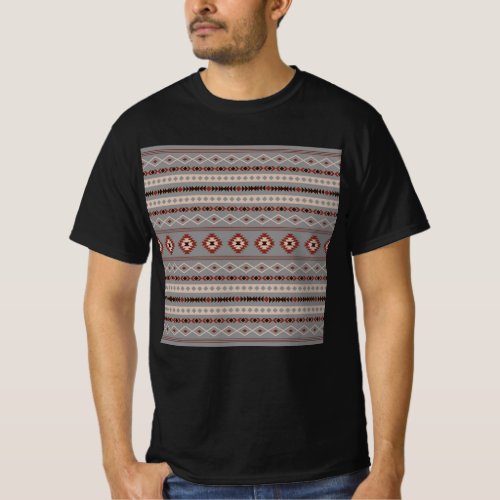 Aztec Rust Cream Brown Gray Mixed Motifs Pattern T_Shirt