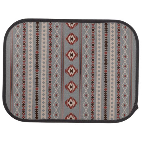 Aztec Rust Cream Brown Gray Mixed Motifs V Pattern Car Floor Mat